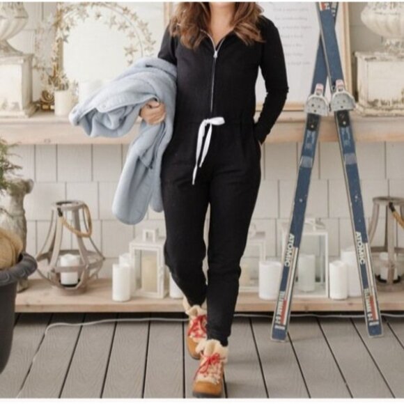 Smash + Tess Pants - Smash + Tess Midnight Black Shay Jumpsuit Womens Size Small Loungewear Ski